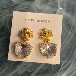 Tory Burch Gold and Silver Heart Earrings
